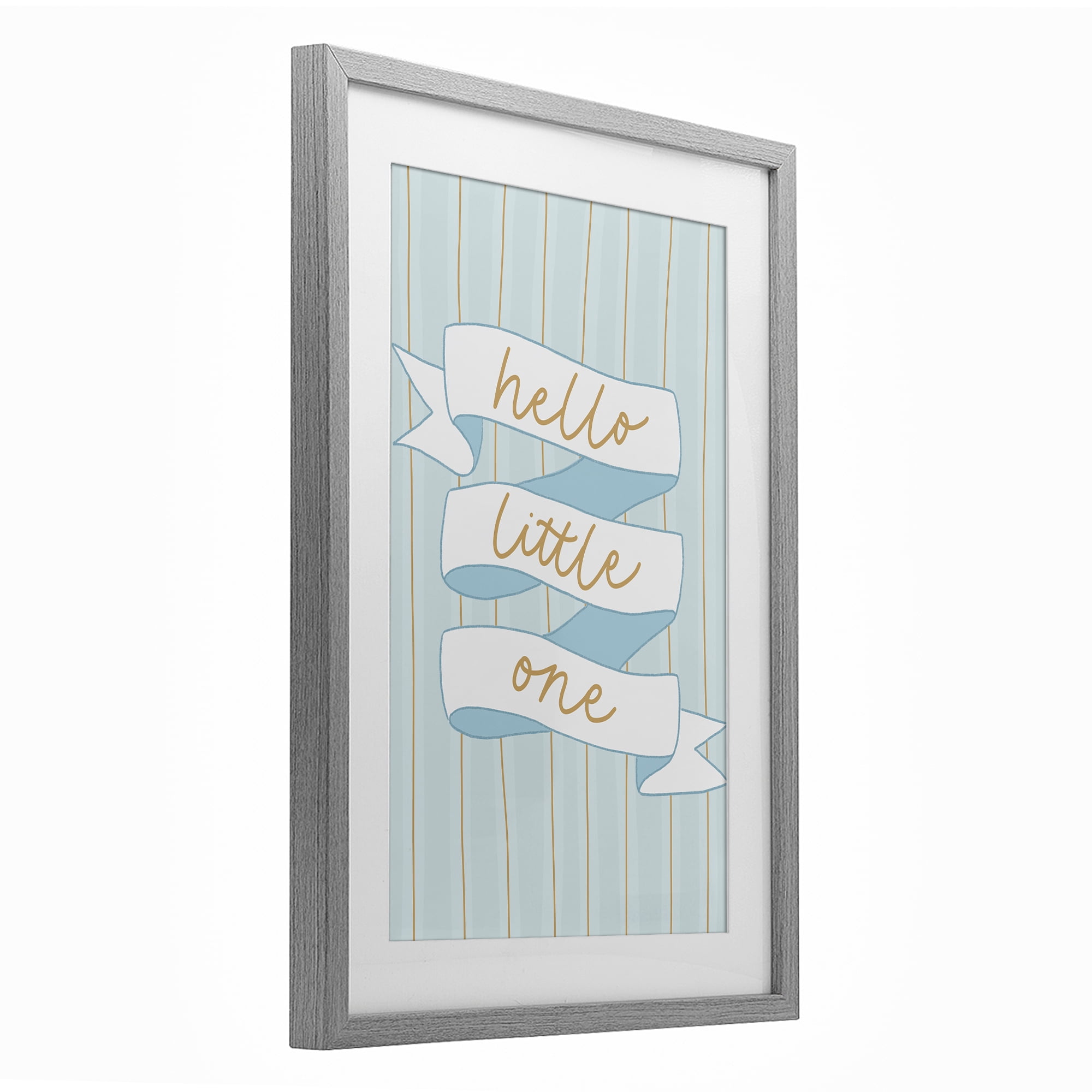 Stupell Industries Blue Hello Little One Gray Framed Print Under Glass, design by Amanda Houston