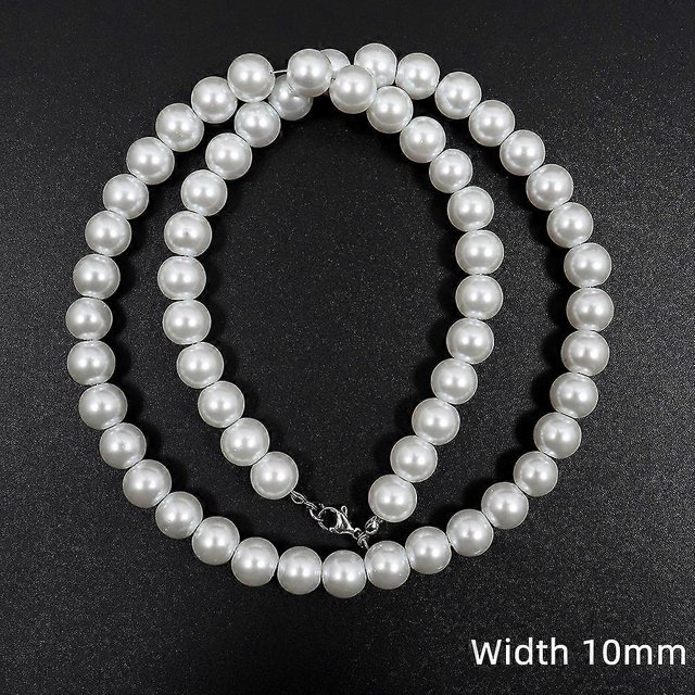 Nuevo collar de perlas de imitación de moda para hombres, collar de cuentas de hilo hecho a mano simple con temperamento para hombres, regalo de joyería, 45 cm, 10 mm