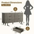 thumbnail image 4 of Aufeile 4 Piece Boho Dresser Set for Bedroom, 6 Drawer Dresser, 5 Drawer Tall Dresser & 2 Nightstands with & USB Charging, Fluted Wood Bedroom Furniture Set, Dark Grey Oak, 4 of 14