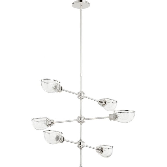 Contemporary Six Light Chandelier-Polished Nickel Finish Bailey Street Home 183-Bel-2811182