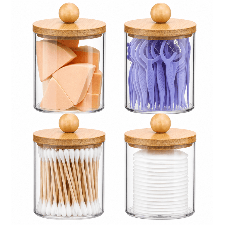 HBlife 4-Pack Qtip Holder with Bamboo Lids photo 1