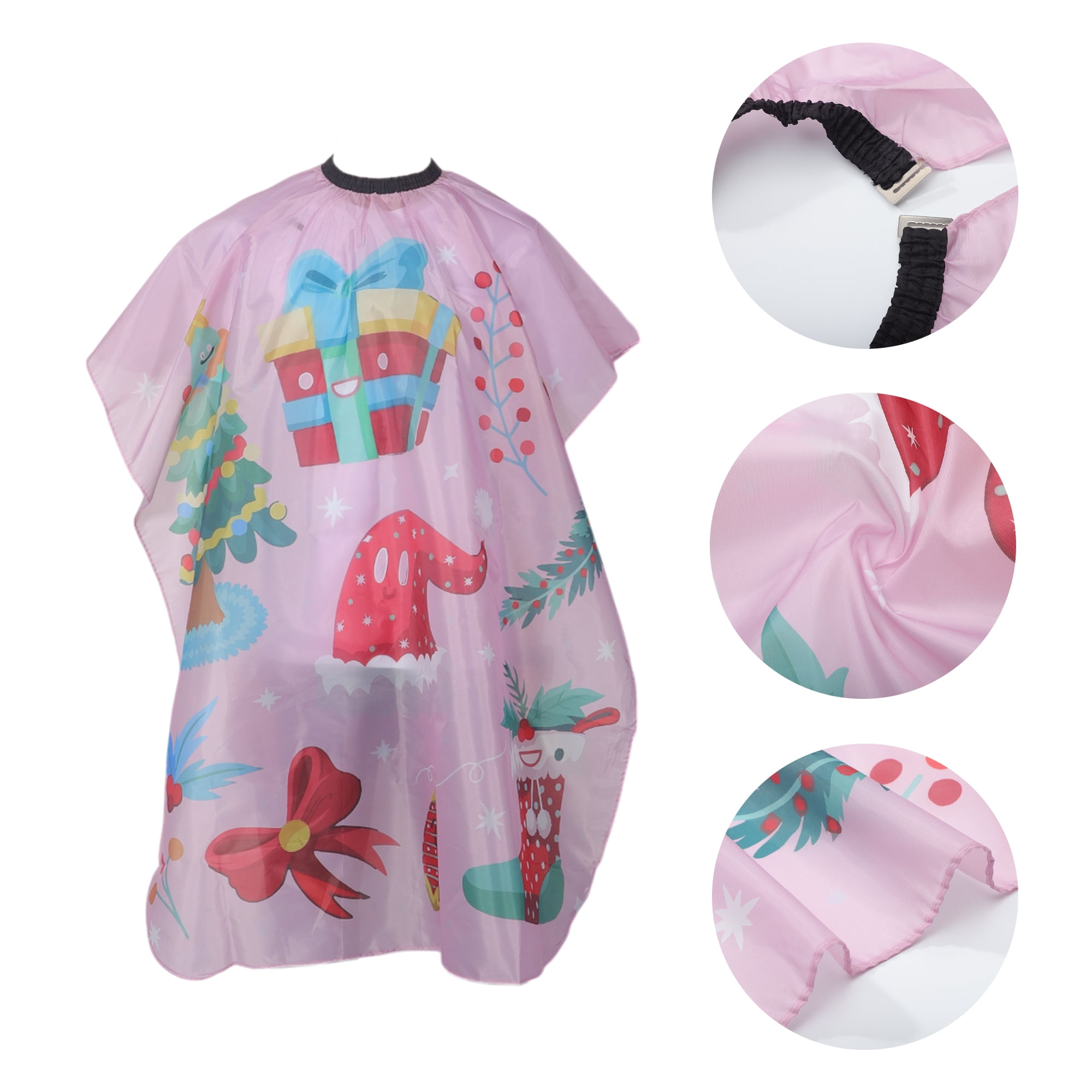 Unique Bargains Santa Hat Hair Cutting Barber Cape 1 Piece Pink 53.15"x33.07"