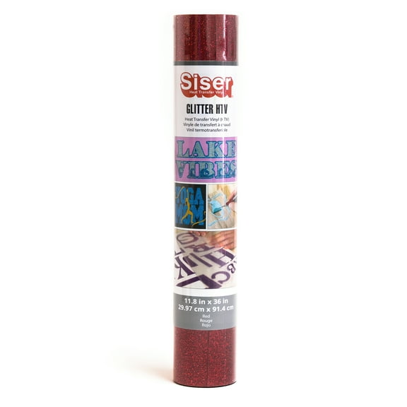 Siser Glitter Heat Transfer Vinyl: Red, 11.8 x 36 inches