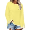 thumbnail image 1 of MeetoTime Long Sleeve Tops for Women Round Neck Slit Ribbed Pullover 2024 Fall Clothes Oversized Sweaters, 1 of 4