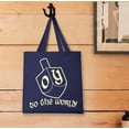 thumbnail image 3 of ThisWear Hanukkah Dreidel Oy To The World Hanukkah Dreidel Lightweight Navy Canvas Tote Bag, 3 of 3