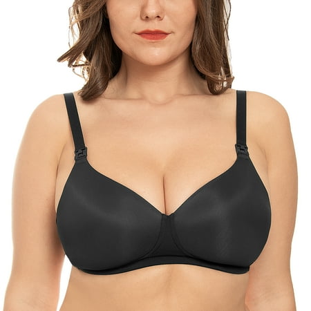 

Wingslove Women s Lightly Padded Nursing Wirefree Breastfeeding Seamless Maternity Bra Black 32DDD