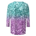 thumbnail image 4 of Graphic Tennis Tees for Women T-Shirts Casual Sequined Round Neck Loose Fit Three Quarter Sleeve Top for Women Purple S, 4 of 4