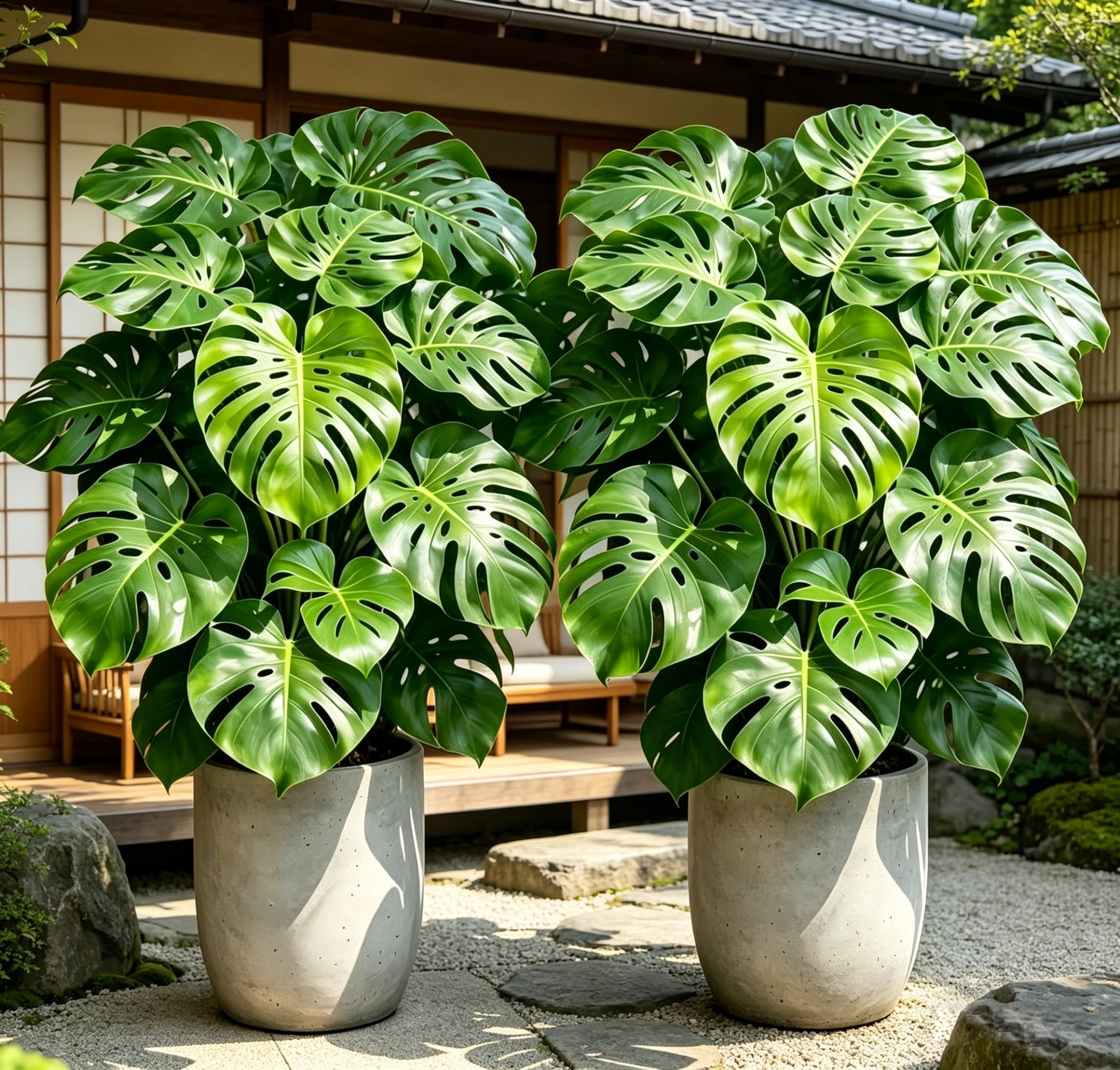 24.01 Inch Artificial Monstera Tree 2 Pack - Faux Split Leaf Philodendron Fake Plant, UV Resistant, No Pot Included, for Home Office Living Room Indoor Outdoor Decor