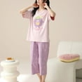 thumbnail image 5 of Defitshape Women's Capri Pajama Set Crew Neck Pjs Short Sleeve Cute 100 Cotton Cartoon Printed Elastic Summer Fashion Elastic Band Pj Sleepwear Style7 X-Large, 5 of 5
