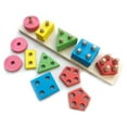 thumbnail image 1 of Wooden Blocks Toy For Toddlers 1-3 Years, Non- Shape And Size Sorting Activity Puzzle Banmo, 1 of 5