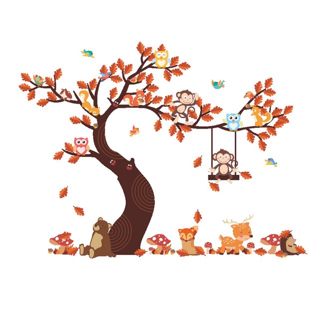 Advancent Pegatina de pared con mapa del mundo de animales extraíble, globo de aire caliente, calcomanías de árbol grande, papel tapiz de PVC Decoración del hogar 2 #