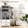thumbnail image 4 of 71" Farmhouse Kitchen Pantry Cabinet with 2 Large Drawers, Freestanding Cupboard Cabinet for Kitchen, Dining Room, Living Room, Laundry, White, 4 of 9