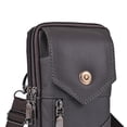 thumbnail image 2 of Bolsa Riñonera de cuero para hombre, riñonera para teléfono móvil, riñonera (marrón negro) Likrtyny  Para Estrenar, 2 of 7