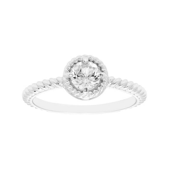 Stackable White Cz Beaded Ring, 925 Sterling Silver Round 6 mm White Cz Gemstone Women Wedding Ring, Bridal Engagement Ring_9