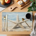 thumbnail image 2 of Coastal Beach Starafish Placemats Set of 12 Summer Ocean Wave Blue Beige Place Mats Indoor Wipeable Table Mats Washable Cloth Dining Table Placemats for Kitchen Holiday Party Home Decor 13x19 Inch, 2 of 9