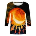 thumbnail image 3 of Women's 3/4 Sleeve Round Neck Halloween Printed Casual Fashion Top, 3 of 4