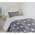 thumbnail image 4 of Ambesonne Mandala Quilted Bedspread Set 2 Pcs, Medieval Exotic Revival, Twin Size, Beige Navy Blue, 4 of 6