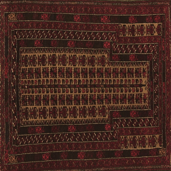 Ahgly Company Indoor Square Persian Brown Traditional Area Rugs, 7' Square