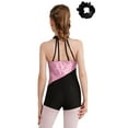thumbnail image 2 of DPOIS Kids Girls Sequins Gymnastics Leotard Jumpsuit with Headwear Pink&Black 8, 2 of 7