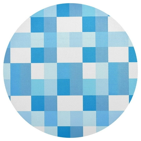 

joogoo Checkered Blue and White Round Plate Mats for Dining Table Placemat 1 Piece Holiday Decoration