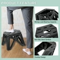 thumbnail image 3 of Uxcell Taburete de paso plegable de 9" para adultos, capacidad de 275 lbs, taburete antideslizante con mango, negro, taburete pequeño, 3 of 7