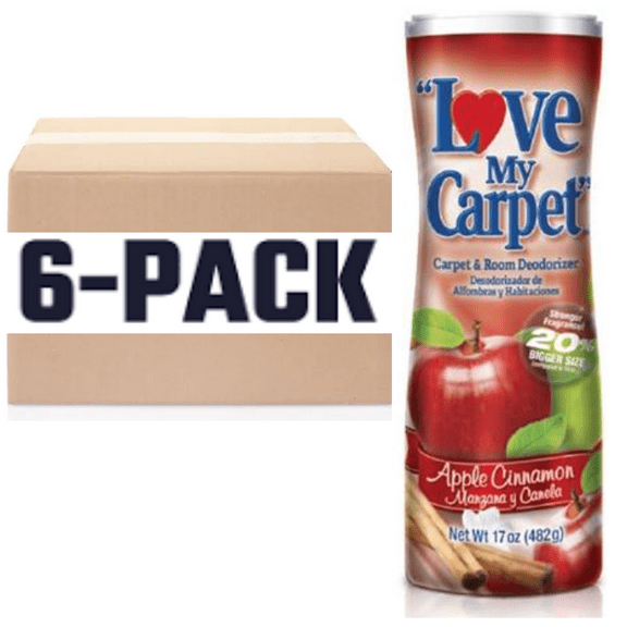 Love My Carpet Room Deodorizer, APPLE CINNAMON 17 Ounces Each Container (Pack Of 6 BOXED)