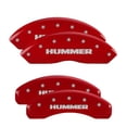 thumbnail image 2 of MGP 4 Caliper Covers Engraved Front & Rear Hummer Red finish silver ch Fits select: 2006-2009 HUMMER H3, 2009 HUMMER H3T, 2 of 3