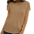thumbnail image 5 of DondPO Women's T-Shirts Womens Short Sleeve Round Neck Shirts Summer top Fashion Basic Tee Shirts for Women Womens tops Brown 2XL, 5 of 9