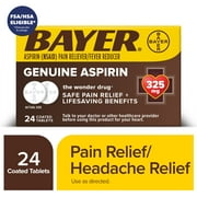 Bayer Genuine Aspirin 325 mg Coated Tablets for Multi-symptom Pain Relief and Headache Relief, 24 Count