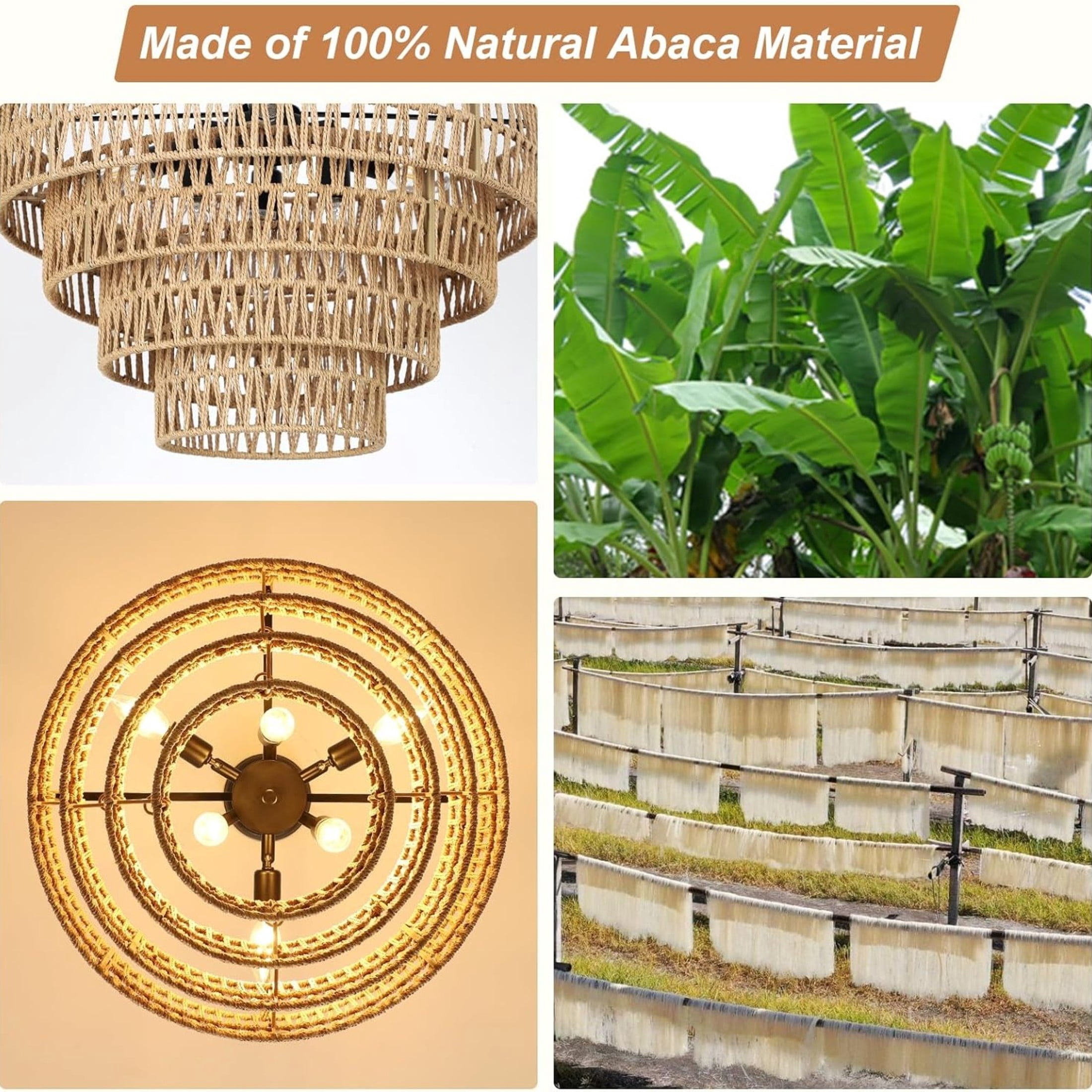 Noble House 20" Boho Adjustable Rattan Chandelier, 6-Light Farmhouse Pendant, 4-Tier Woven Shade, E12 Dimmable, Black