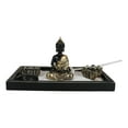 thumbnail image 2 of Meditating Gold Robe Buddha Zen Garden Kit With Lotus Candle Holders Sand Rake, 2 of 9