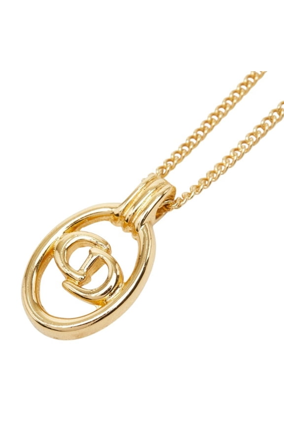 Pre-Owned Christian Dior Dior CD Logo Pendant Necklace, Gold Plated (GP), Women's.