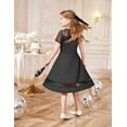 thumbnail image 3 of Arshiner Tween Girls Dress Semi Formal Contrast Mesh Short Sleeve Black Funeral Party Dresses Kids Clothes 11-12 Years, 3 of 7
