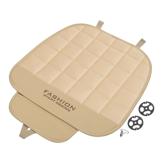 Ofertas Únicas 1 Pc 49.5x57cm Cojín Universal para Asiento de Automóvil - para Protección de Asiento de Conducción en Viajes en Coche Antideslizante - Cuero Sintético Suave Beige