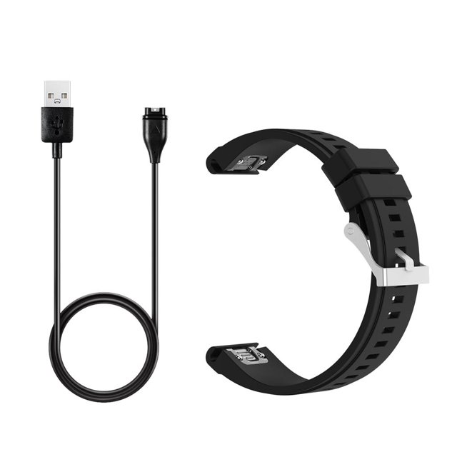 Cable de carga USB de 1 de sincronización de datos + de reloj de goma de silicona para Fenix 5X Negro jinwen Cable de carga USB