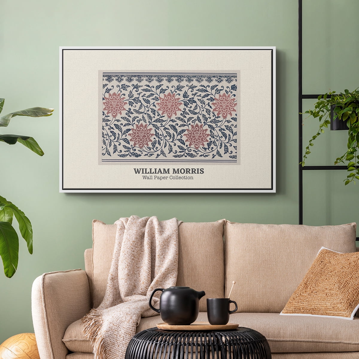 Vintage Abstract Print-XLIV Framed in White Wood Gallery Wrapped Canvas 27 in. x 41 in.