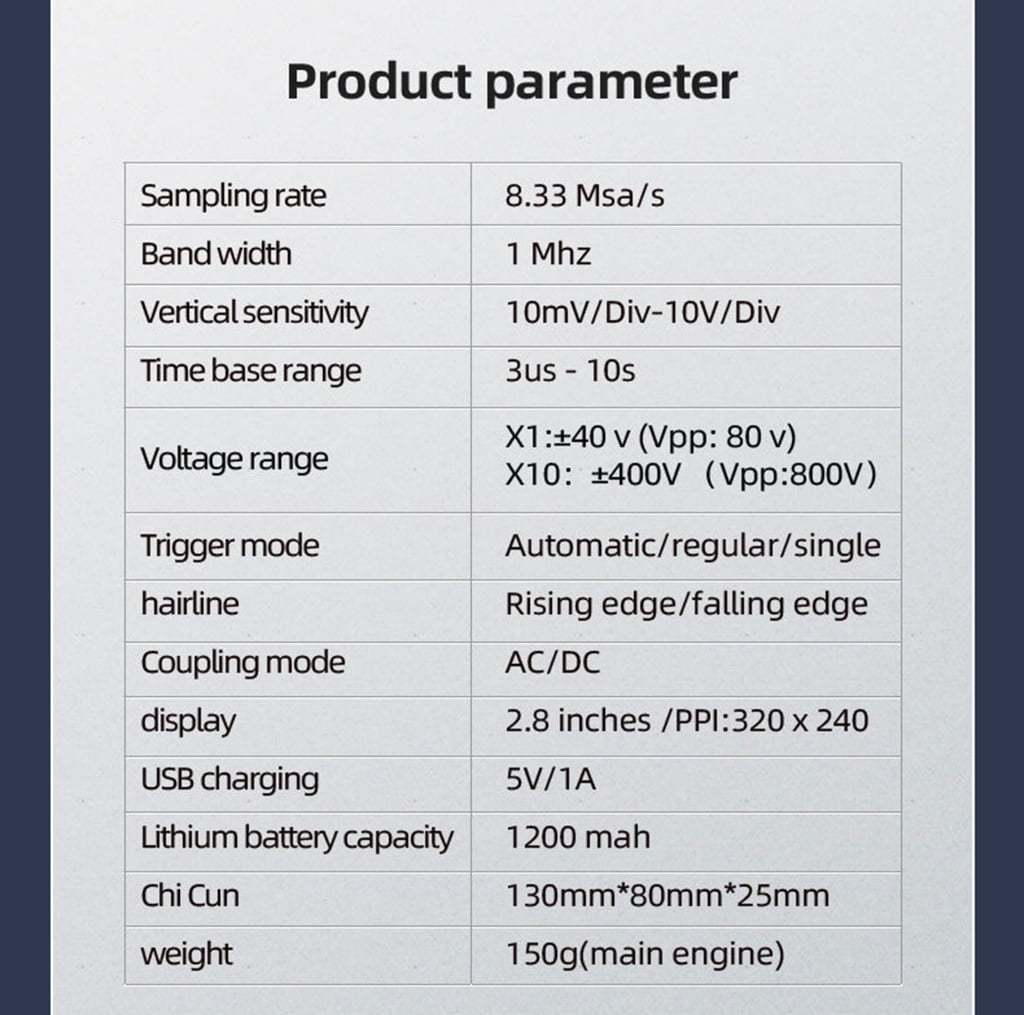 Digital Handheld Oscilloscope 1MHz to 930MHz Frequency Ranges 1MHz Bandwidth