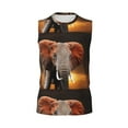 thumbnail image 6 of Lsque Elephant Sunset in Kenya Print Men's Cotton Blend Sleeveless Muscle Shirts (S-3XL)- Moisture Wicking, Odor Protection, UPF 30+,3X-Large, 6 of 8