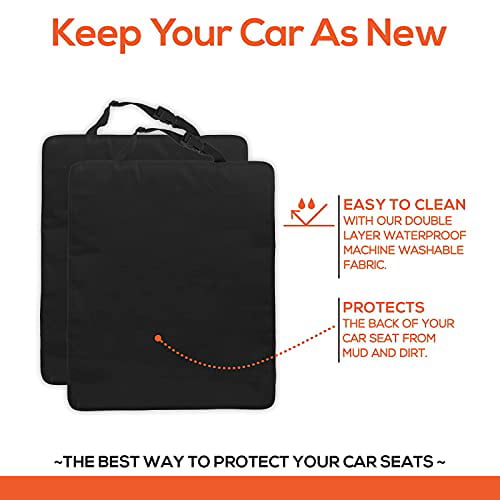 Made With Thick Waterproof Material To Fully Protect Backseat From Dirt Set Of 2 X-Large Kick Mat Back Seat Protectors Trobo Car Back Seat Cover For Kids With 3 Large Storage Pockets Mud And Scuffs 