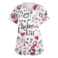 thumbnail image 2 of Lumtrix Valentines Day Scrubs Tops for Women V Neck Heart Print Nursing Uniform Side Slit Plus Size Shirt with Pockets Light pink M, 2 of 5