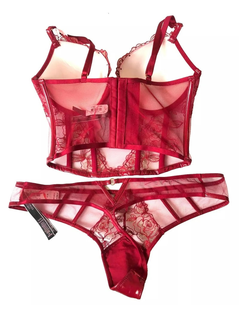 Victoria's Secret Push Up Corset Bra Embroidery Floral /Faux Leather 2 Piece Set Red 34C/Medium Thong NWT - Walmart.com Victoria's Secret Push Up Corset Bra Embroidery Floral /Faux Leather 2 Piece Set Red 34C/Medium Thong NWT - Walmart.com
