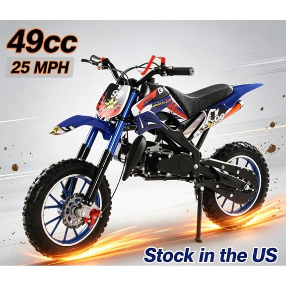 Sioweci Kids Dirt Bike,2-Stroke Gas Power Mini Dirt Bike with Shock Absorption and Disc Brake,Off-Road Tires Motorcycle