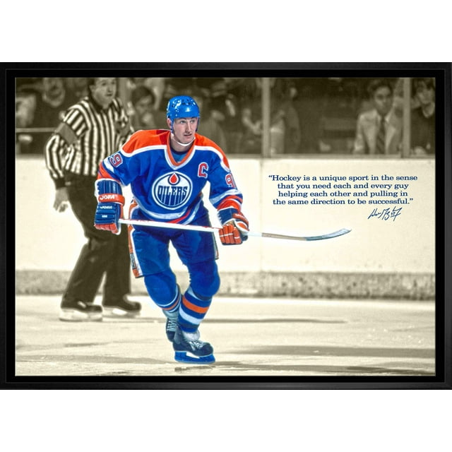 Wayne Gretzky Edmonton Oilers Framed 20x29 Skating Canvas with Quote