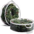 thumbnail image 2 of QJUHUNG Christmas Ornament Storage Box Heavy Duty Xmas Wreath Container with Sleek Zipper Artificial Wreaths  Durable Handles  Dual Zipper & Card Slot  Holiday Xmas Tear-Resistant Storage, 2 of 9