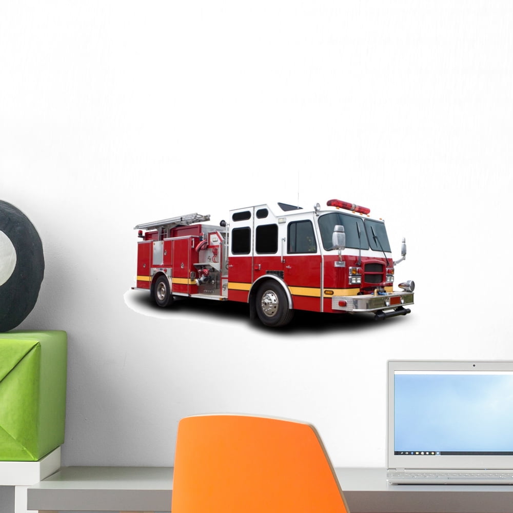 Fire Truck Wall Decal by Wallmonkeys Peel and Stick Graphic (18 in W x