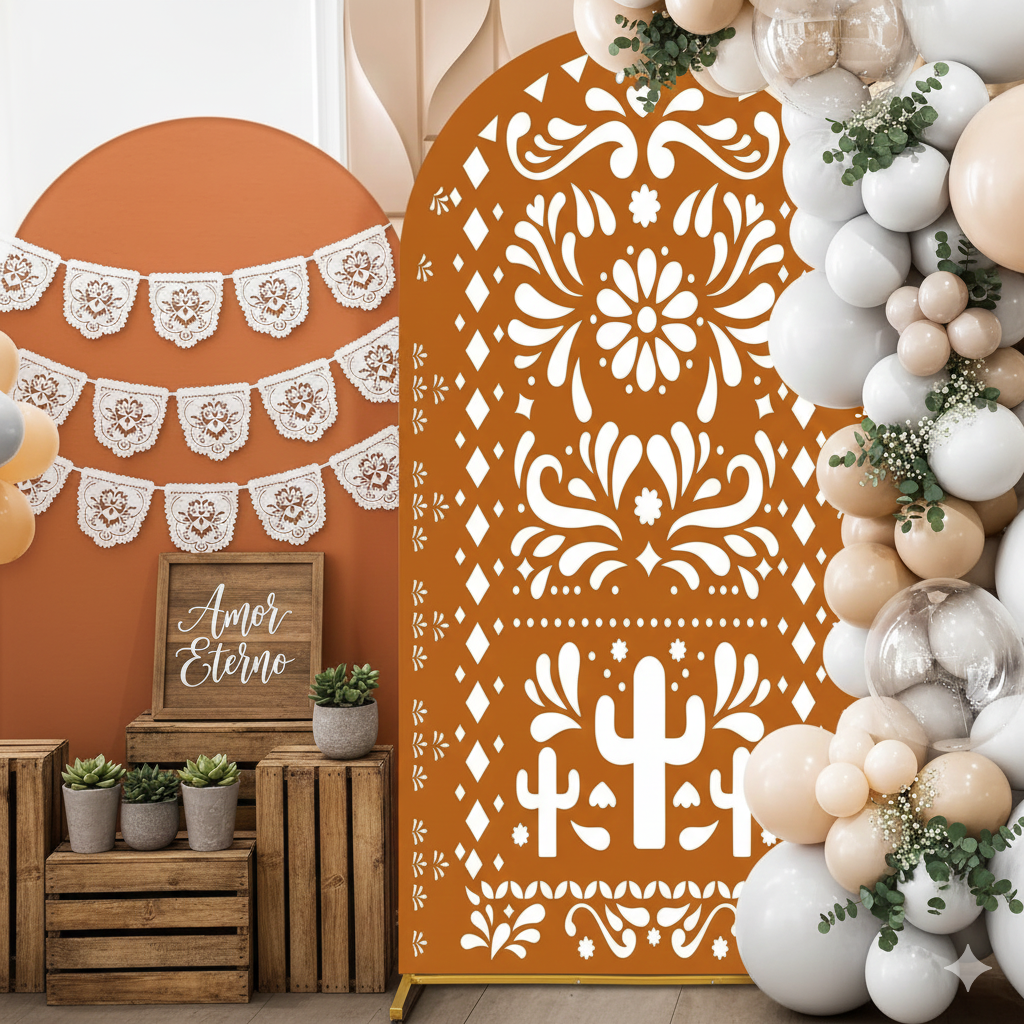 Ngardk 2 Pcs Cielito Lindo Arch Backdrop Cover for Mexican Baby Show, Wedding Party Decorations6ft and 7.2ft