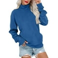 thumbnail image 2 of BODOAO Mock Neck Sweatshirt Women Oversized Pullover Sweatshirts No Hood Plain Long Sleeve Turtleneck Tops Fall Winter Clothes Blue XL, 2 of 6