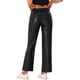 thumbnail image 3 of Pantalones de cuero sintético Daring Diva para mujer, de cintura alta, pierna recta, estilo punk, PU, talla S, color negro, 3 of 6