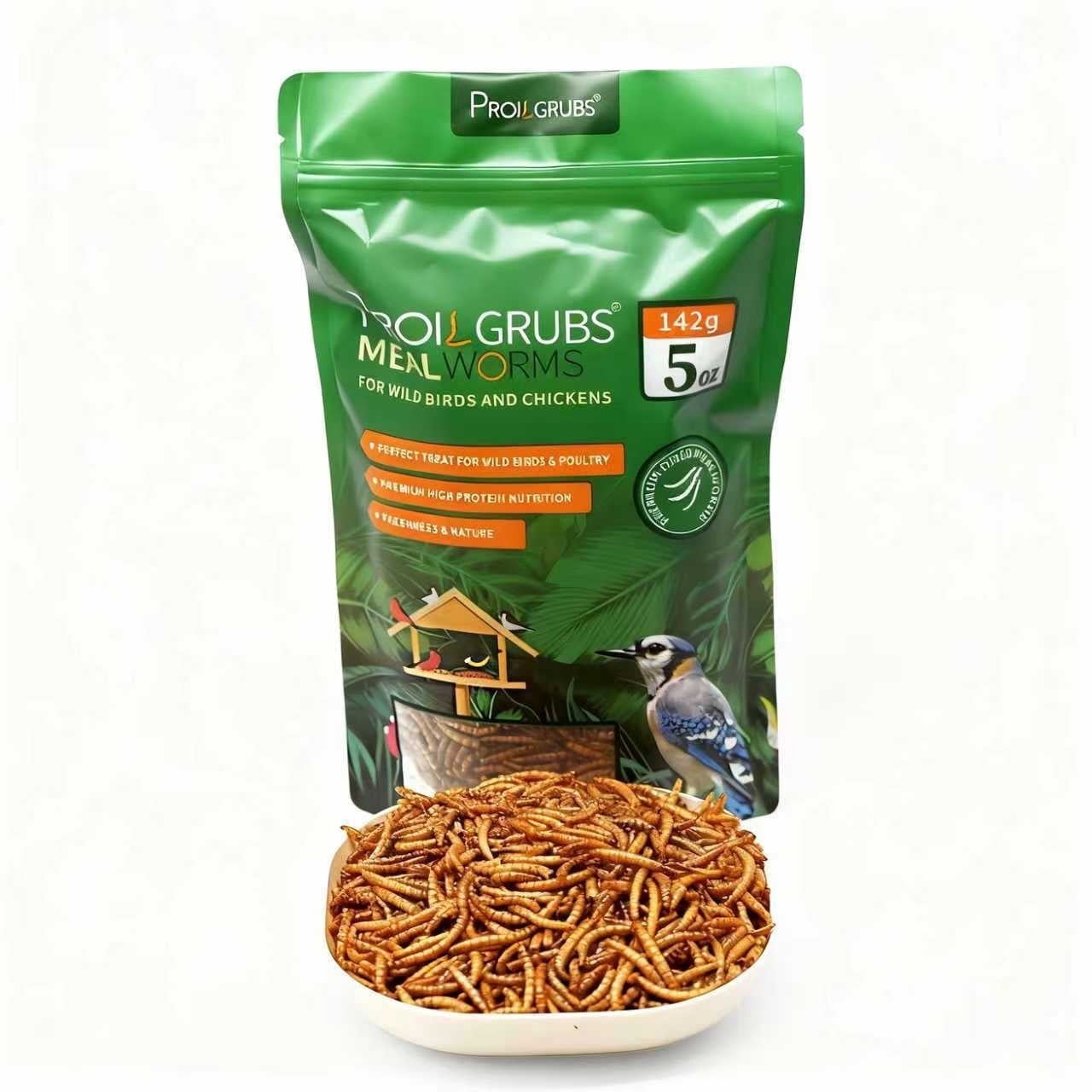 PROILGRUBS Mealworms Bird Treats, Mealworm, 5oz Bag