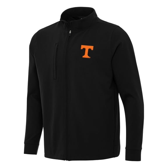 Men's Antigua Black Tennessee Volunteers Regard Full-Zip Jacket